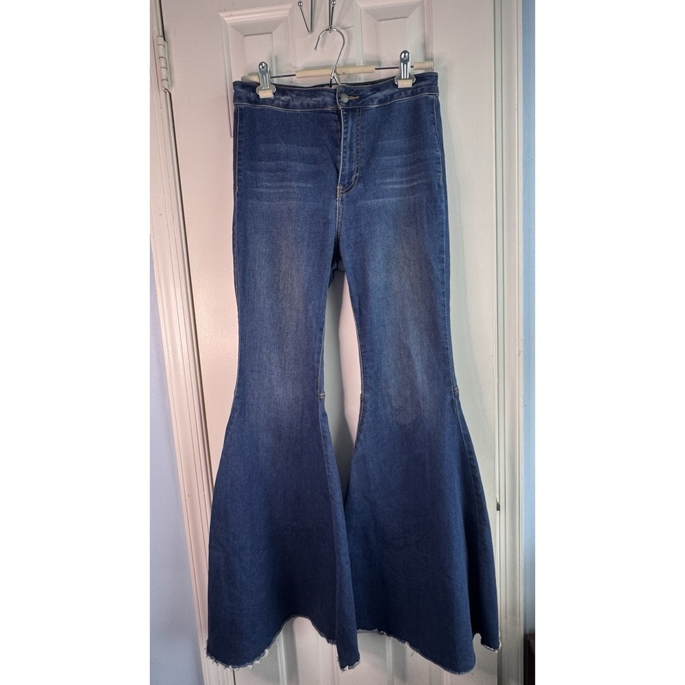 Free People We The Free Just Float On Flare Jeans Blue High Rise Bell Bottom 28